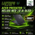 Laptop Gamer Acer Predator Helios Neo 16: Intel Core Ultra 9-275HX | RTX 5060 8GB | 16GB RAM | 1TB SSD | WQXGA