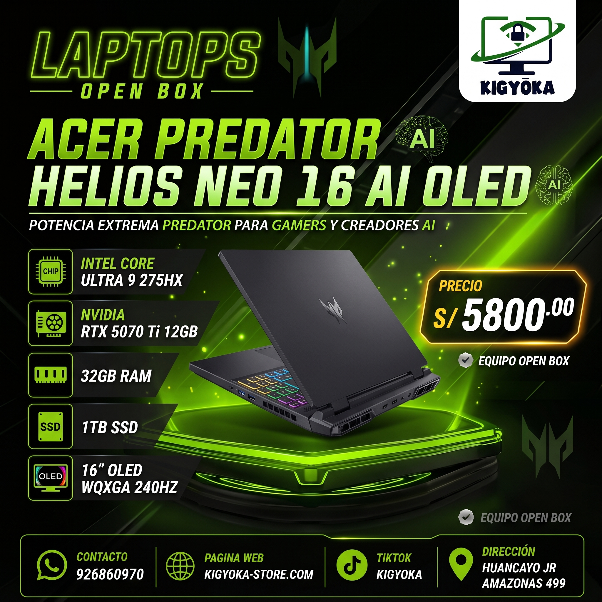 Gemini_Generated_Image_8gj6ez8gj6ez8gj6 Laptop Gamer Acer Predator Helios Neo 16: Intel Core Ultra 9-275HX | RTX 5060 8GB | 16GB RAM | 1TB SSD | WQXGA - Imagen 1