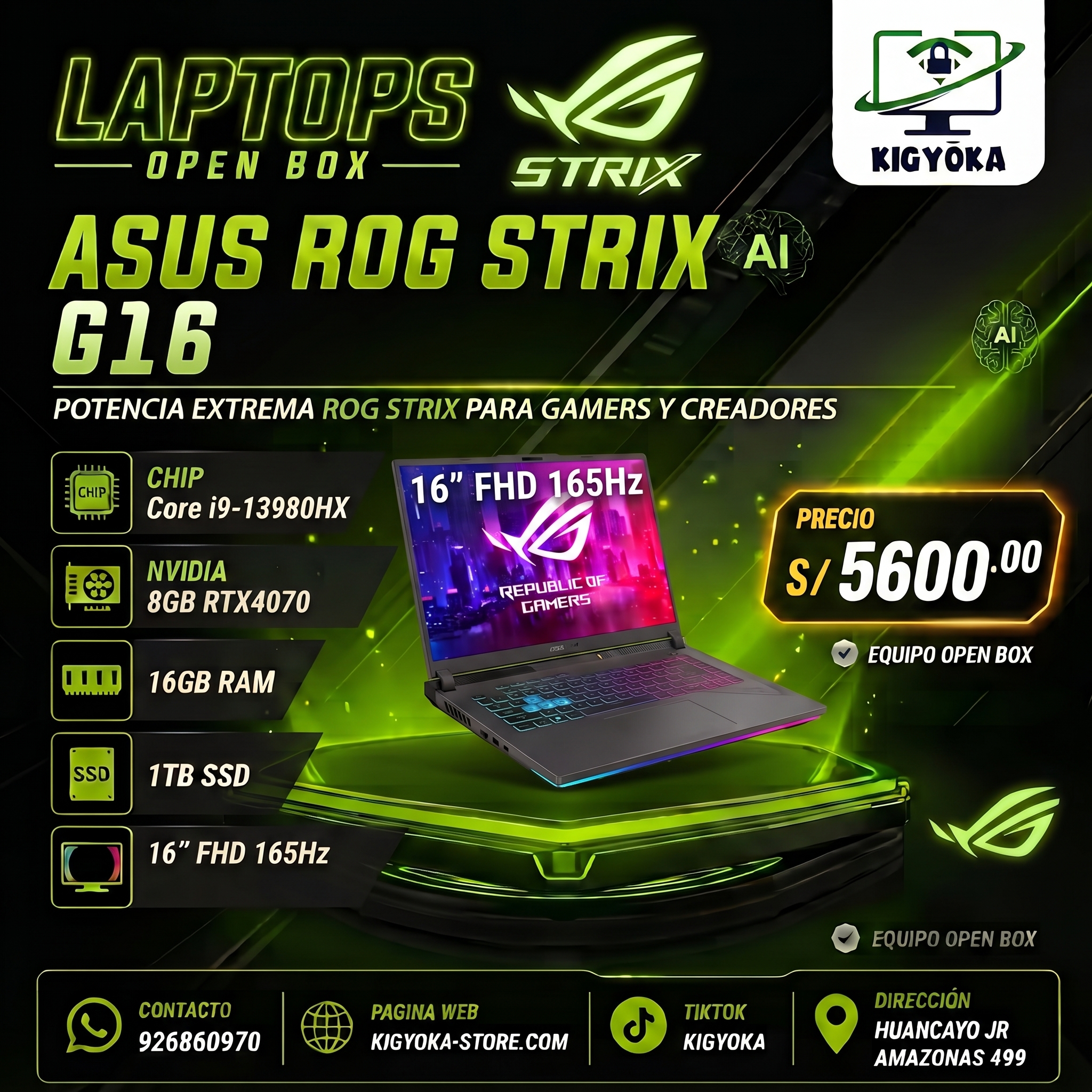 Gemini_Generated_Image_gc7ibygc7ibygc7i LAPTOP GAMER ASUS ROG STRIX G16 G614JI INTEL CORE I9 13980HX RTX 4070 16GB RAM 1TB SSD 16" WUXGA 165HZ - Imagen 1